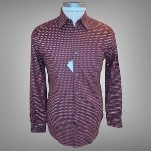 Hermes Penguin Imprinted Fitted Cotton Shirt 15 1/2 39 Blackcurrant France NWT